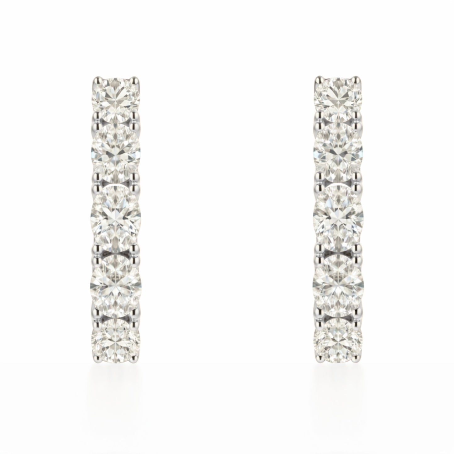 14K 3.00cttw Oval VS White Diamond Hoop Earrings