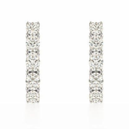 14K 3.00cttw Oval VS White Diamond Hoop Earrings