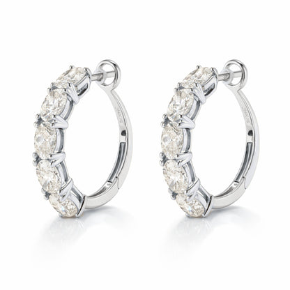 14K 3.00cttw Oval VS White Diamond Hoop Earrings