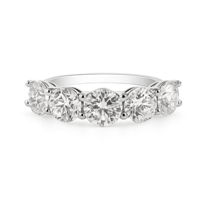 14K 3.50cttw Round VS White Diamond 5 Stone Band Ring