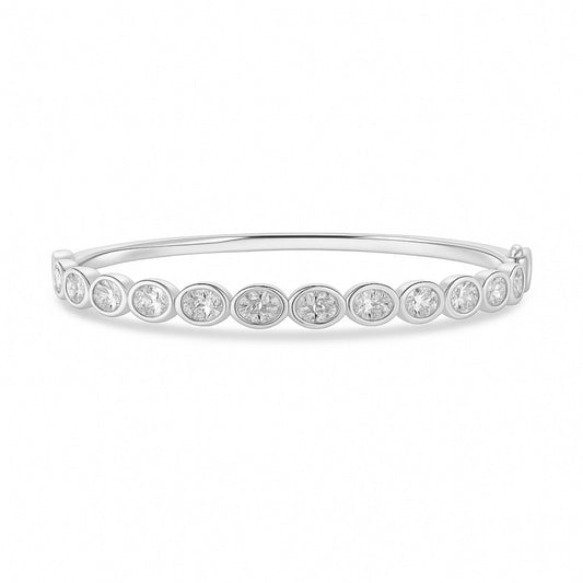 14K 4.53cttw Oval VS White Diamond Bangle