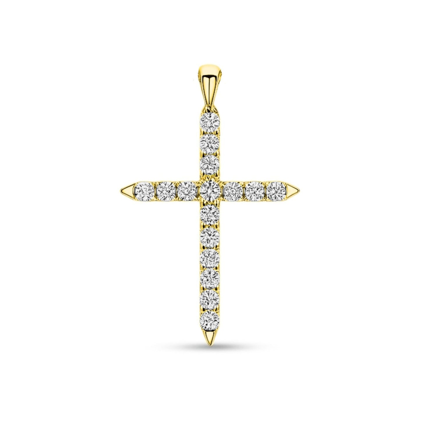 14K 0.42cttw Round VS White Diamond Cross Pendant