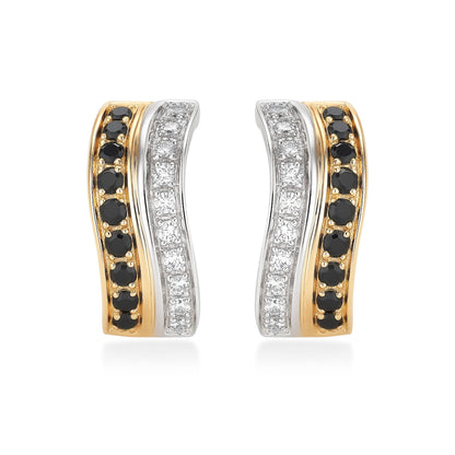 14K 0.50cttw Black and White Diamond Huggie Earrings