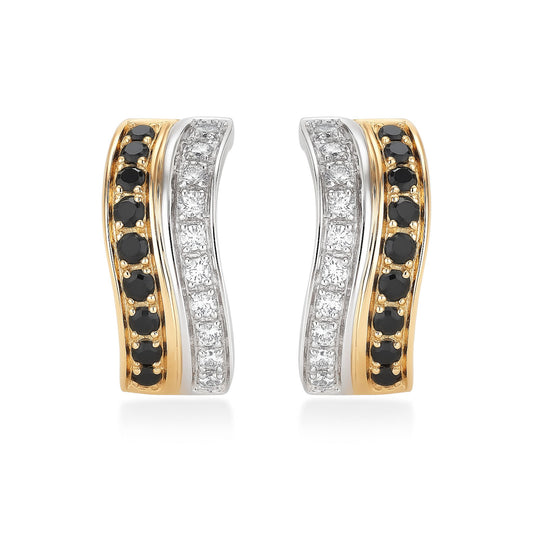 14K 0.50cttw Black and White Diamond Huggie Earrings