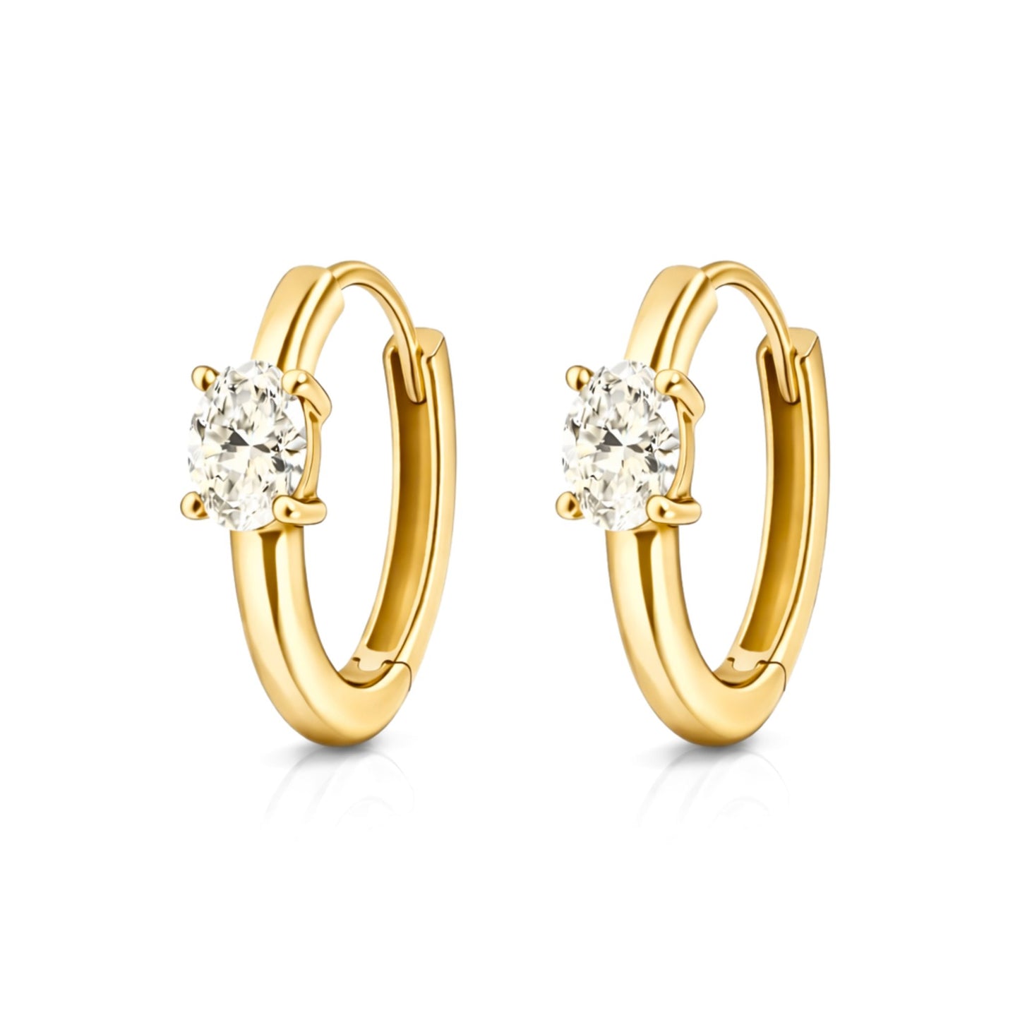 14K 0.50cttw Oval VS White Diamond Huggie Earrings
