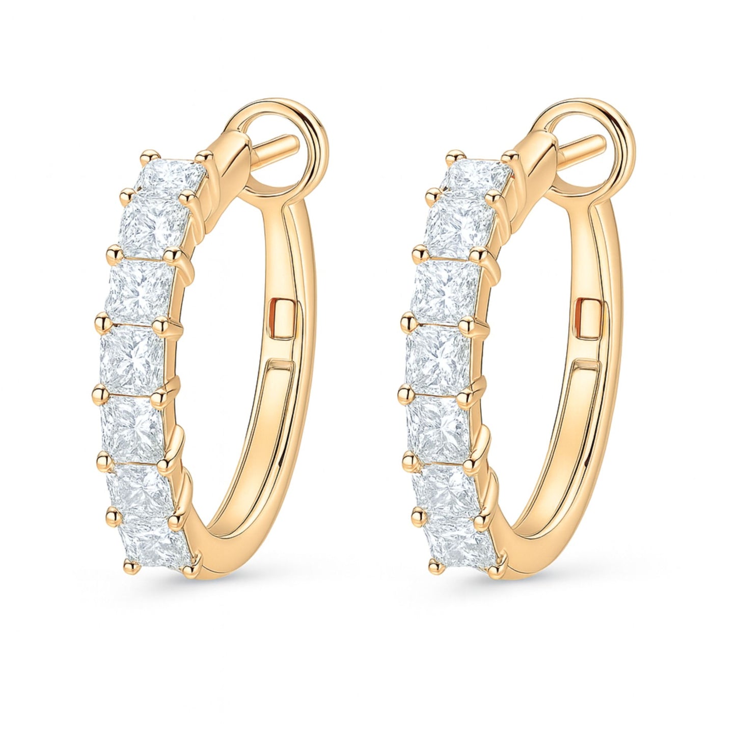 14K 0.86cttw Princess Cut VS White Diamond Hoop Earrings