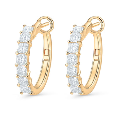 14K 0.86cttw Princess Cut VS White Diamond Hoop Earrings