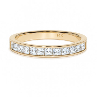 14K 0.91cttw Princess Cut VS White Diamond Band Ring