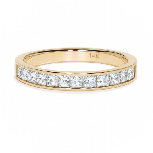 14K 0.91cttw Princess Cut VS White Diamond Band Ring