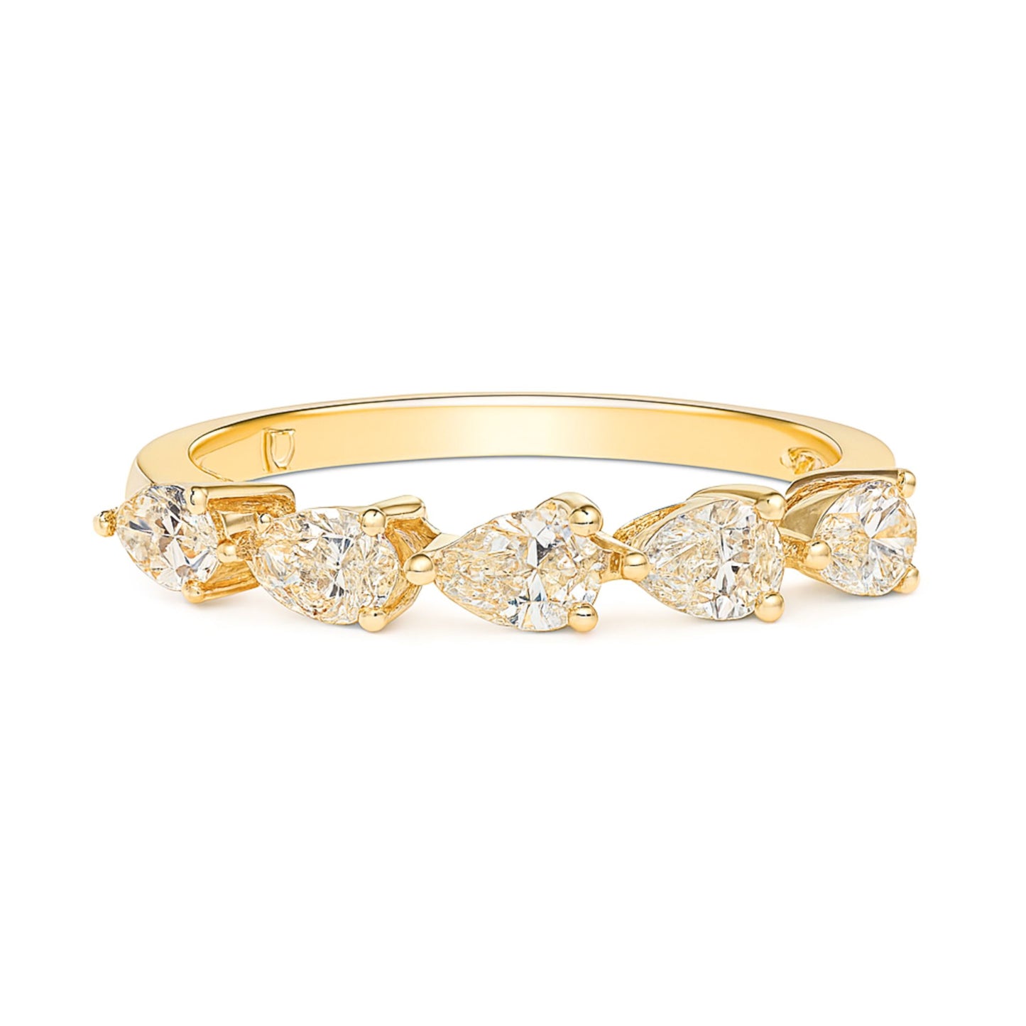 14K 1.00cttw Pear Shape VS Yellow Diamond Band Ring
