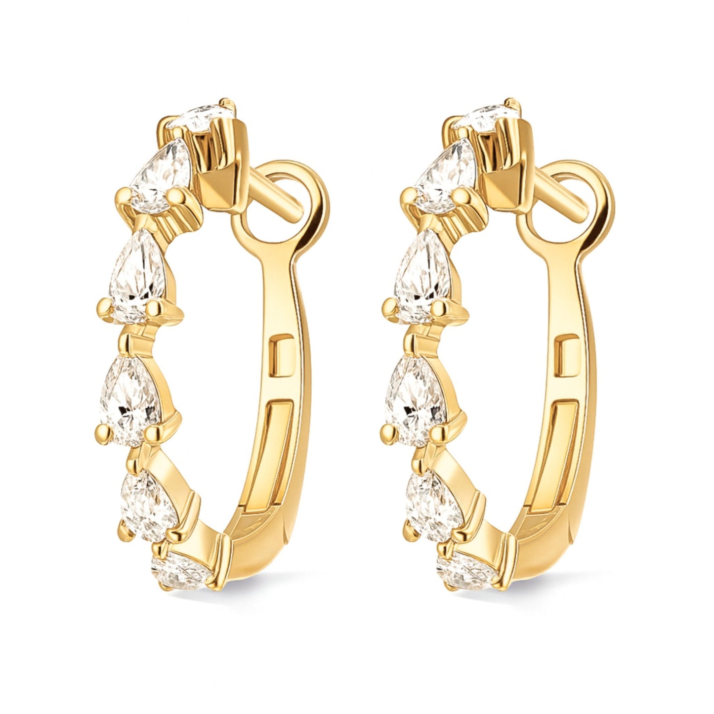 14K 1.01cttw Pear Shape VS White Diamond Hoop Earrings