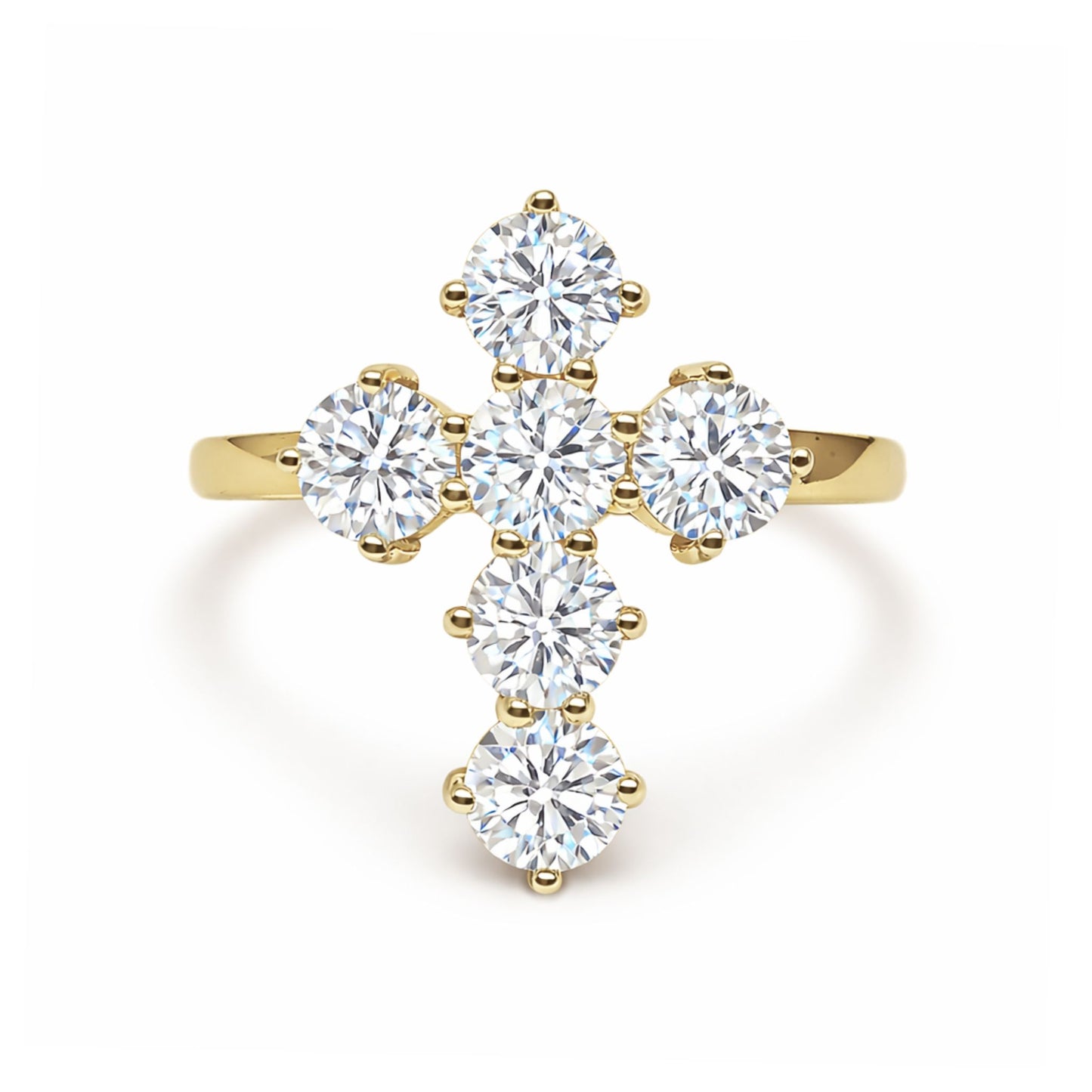 14K 1.50cttw Round VS White Diamonds Cross Ring