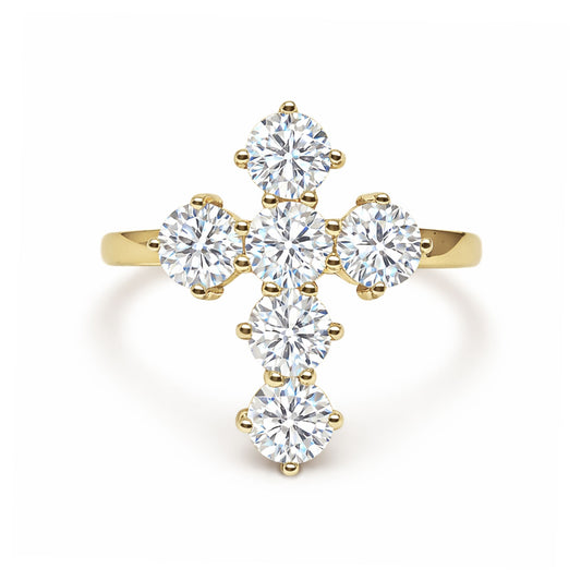 14K 1.50cttw Round VS White Diamonds Cross Ring