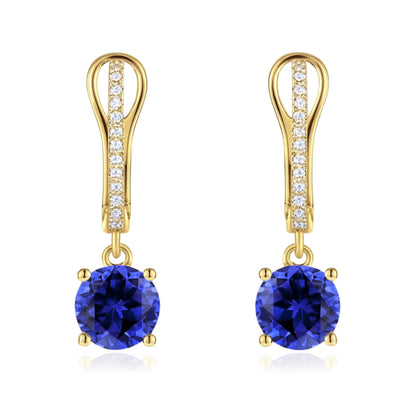 14K 1.54cttw Round Blue Wing Tanzanite 0.08cttw VS White Diamonds Drop Earrings