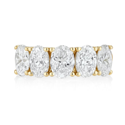 14K 2.00cttw Oval VS White Diamond 5 Stone Band Ring