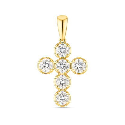 14K 2.05cttw Round VS White Diamond Cross Pendant