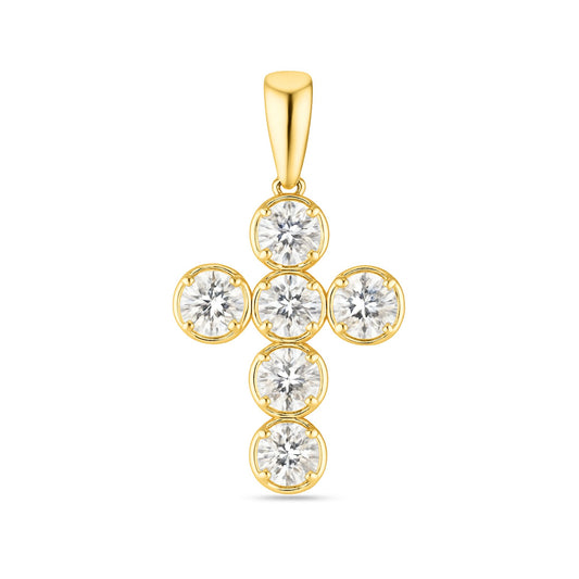 14K 2.05cttw Round VS White Diamond Cross Pendant