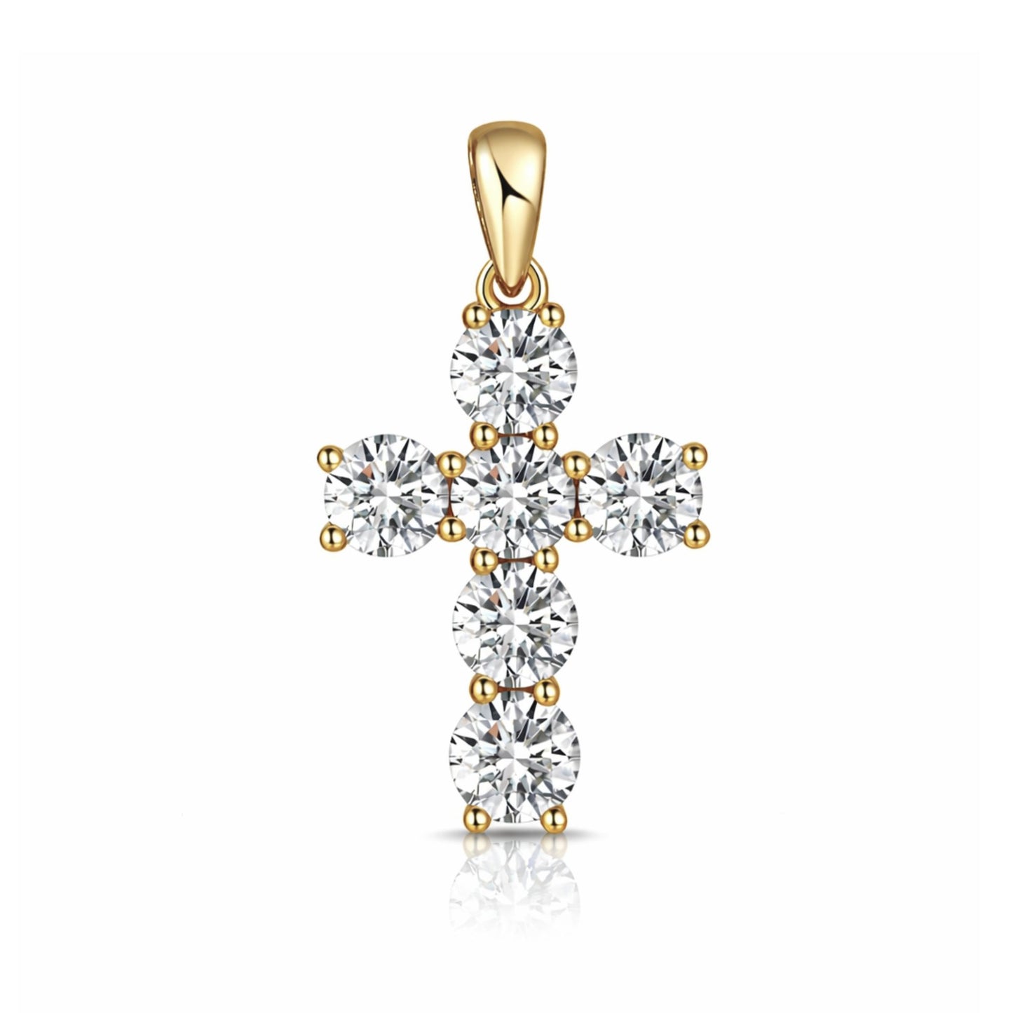 14K 2.45cttw Round VS White Diamond Cross Pendant