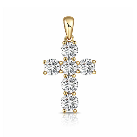 14K 2.45cttw Round VS White Diamond Cross Pendant