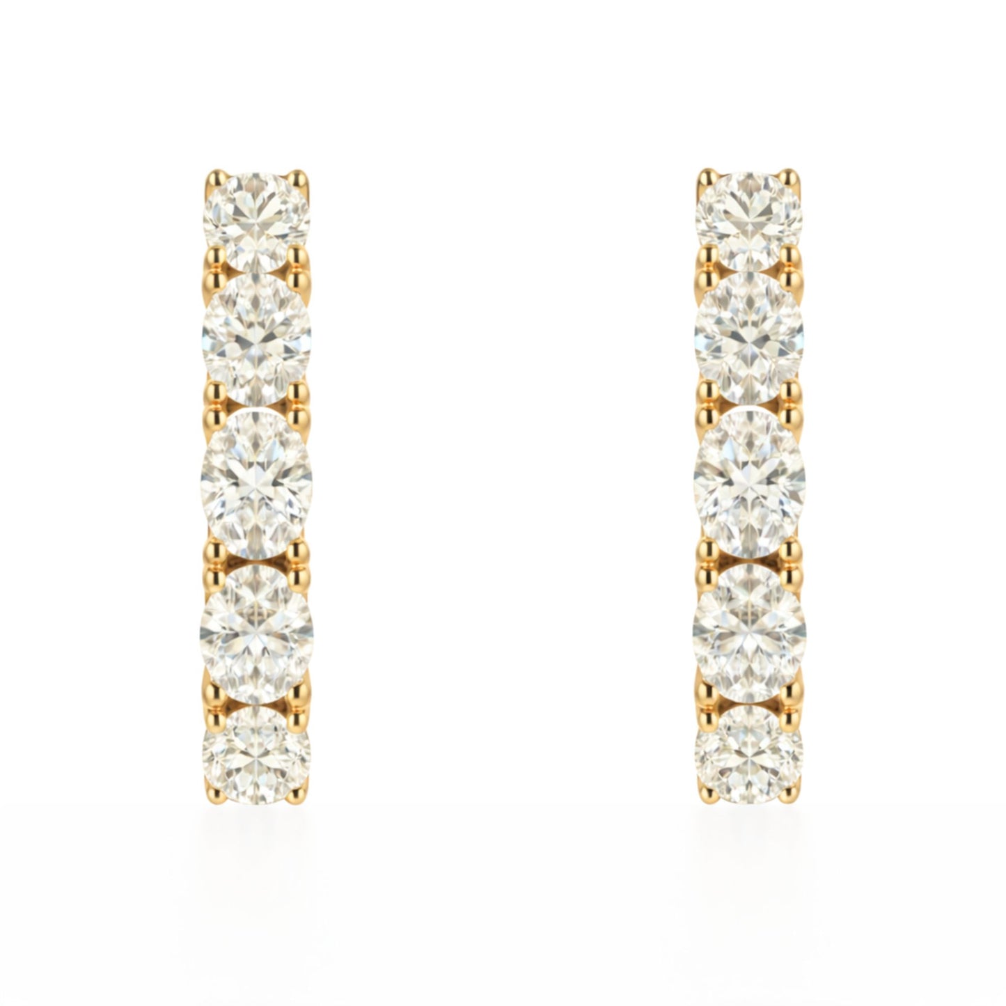 14K 3.00cttw Oval VS White Diamond Hoop Earrings