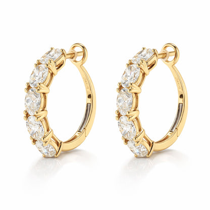 14K 3.00cttw Oval VS White Diamond Hoop Earrings