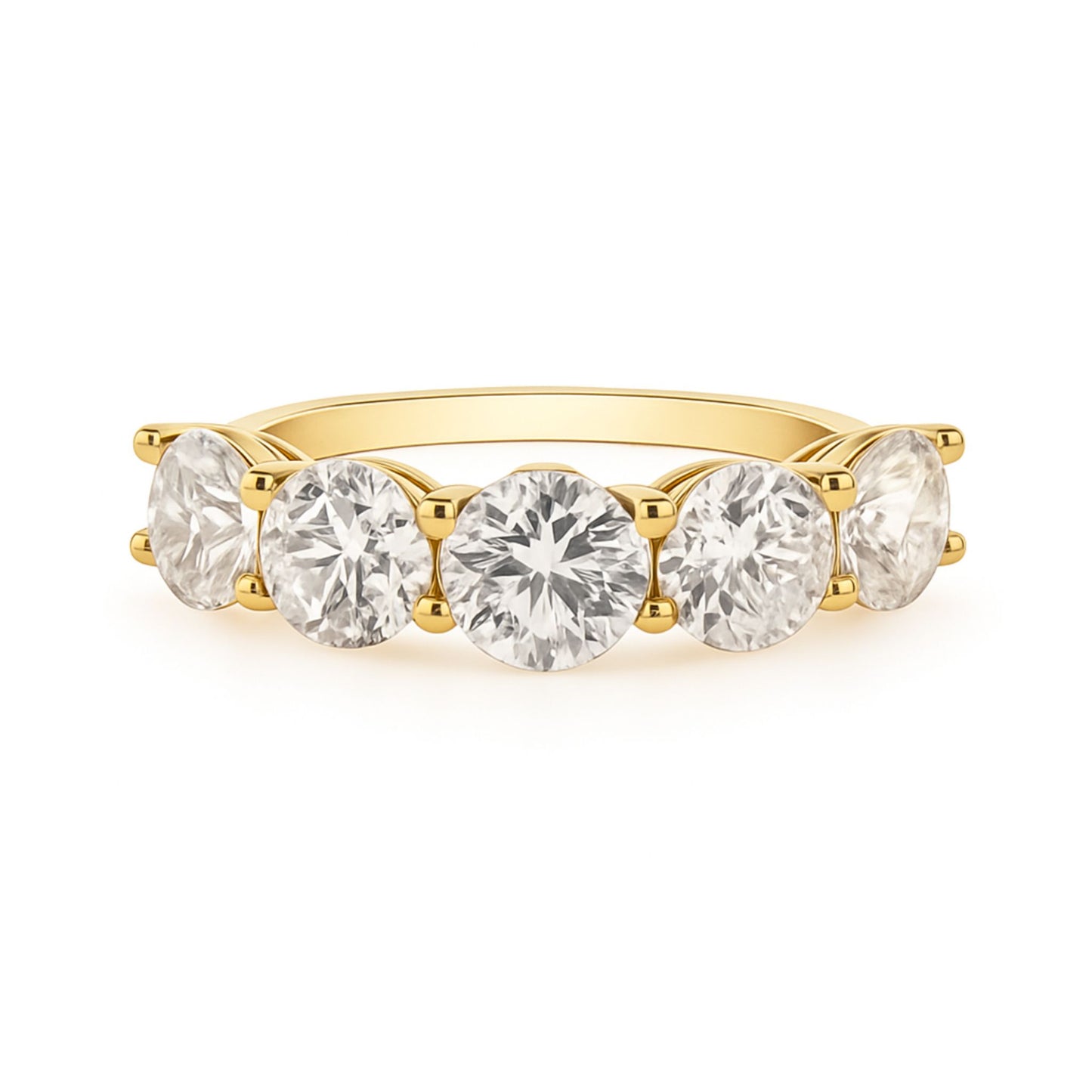 14K 3.50cttw Round VS White Diamond 5 Stone Band Ring