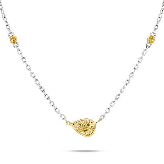 14K 0.31ct Pear Shape VS Yellow Diamond 0.03cttw Yellow Diamond Necklace