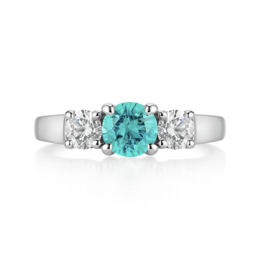 14K 0.37ct Round Paraiba 0.31cttw White Diamonds Ring