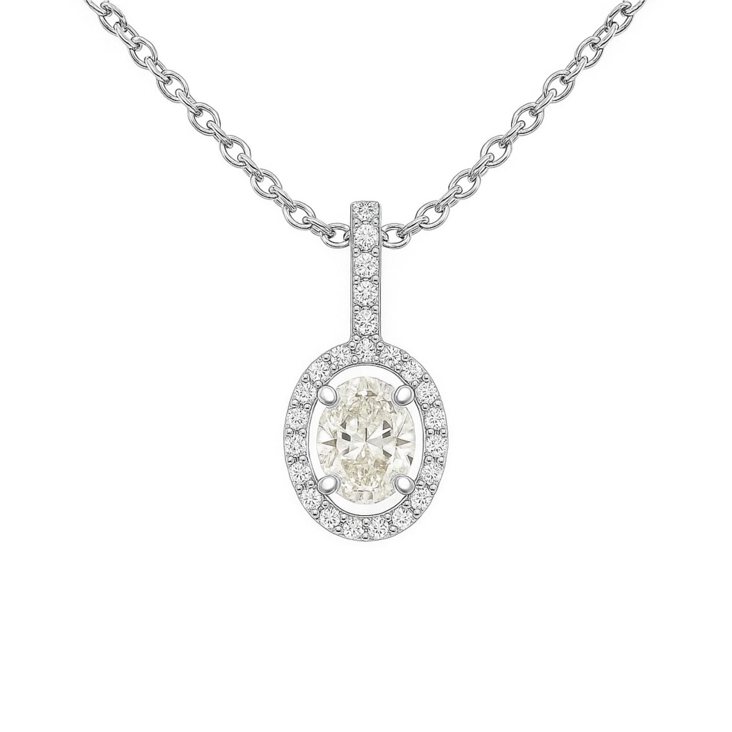 14K 0.38ct Oval White Diamond 0.13cttw White Diamonds Pendant