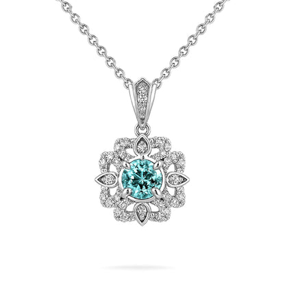 14K 0.38ct Round Paraiba 0.25cttw White Diamonds Pendant
