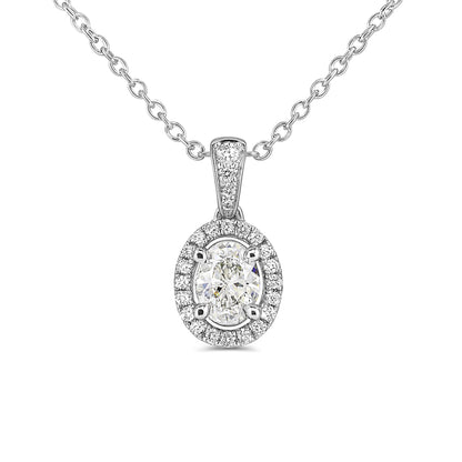 14K 0.50ct Oval White Diamond 0.13cttw White Diamonds Pendant