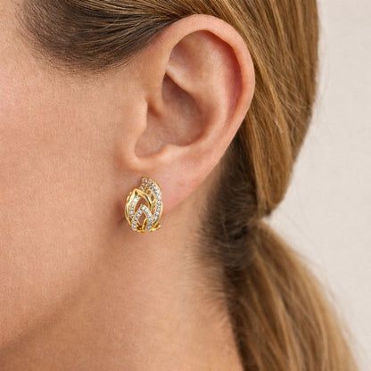 14K 0.50cttw VS White Diamond Flame Huggie Earrings