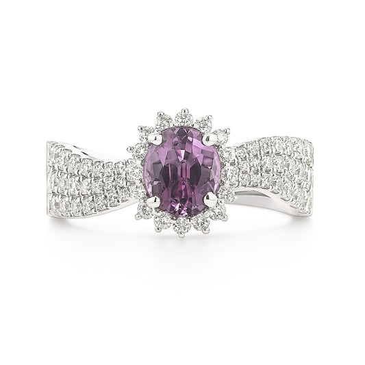 14K 0.98ct Oval Pink Diaspore 0.74cttw VS White Diamonds Ring
