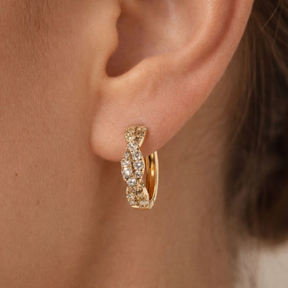 14K 1.04cttw Round Multi-Color Diamond Hoop Earrings