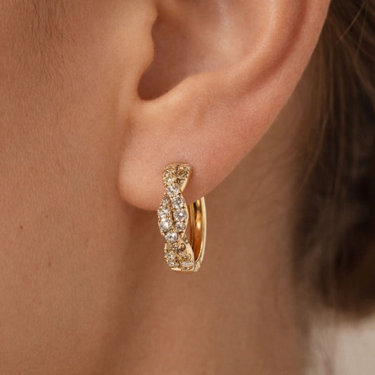 14K 1.04cttw Round Multi-Color Diamond Hoop Earrings