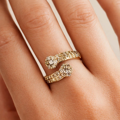 14K 1.20cttw Round Multi-Color Diamond Bypass Ring