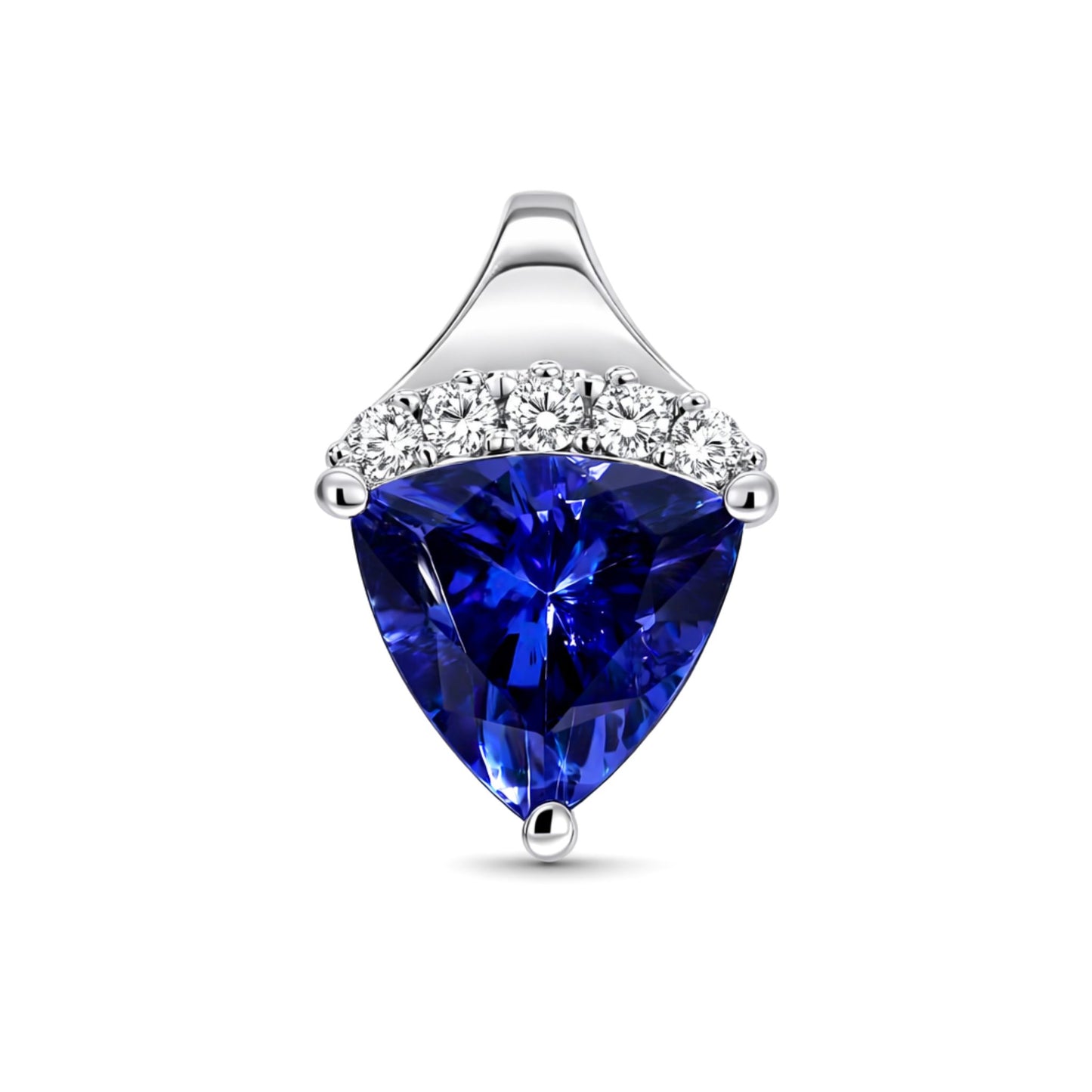14K 1.80ct Trilliant Blue Wing Tanzanite 0.08cttw VS White Diamonds Pendant