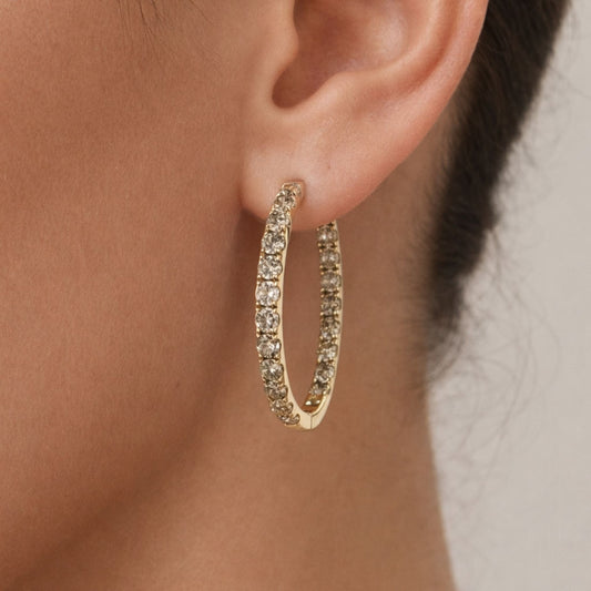 14K 2.00cttw Round Multi-Color Diamond Inside Out Hoop Earrings