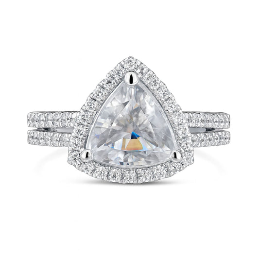 14K 2.55cttw Trilliant Rainbow Moonstone 0.27cttw White Diamonds Ring