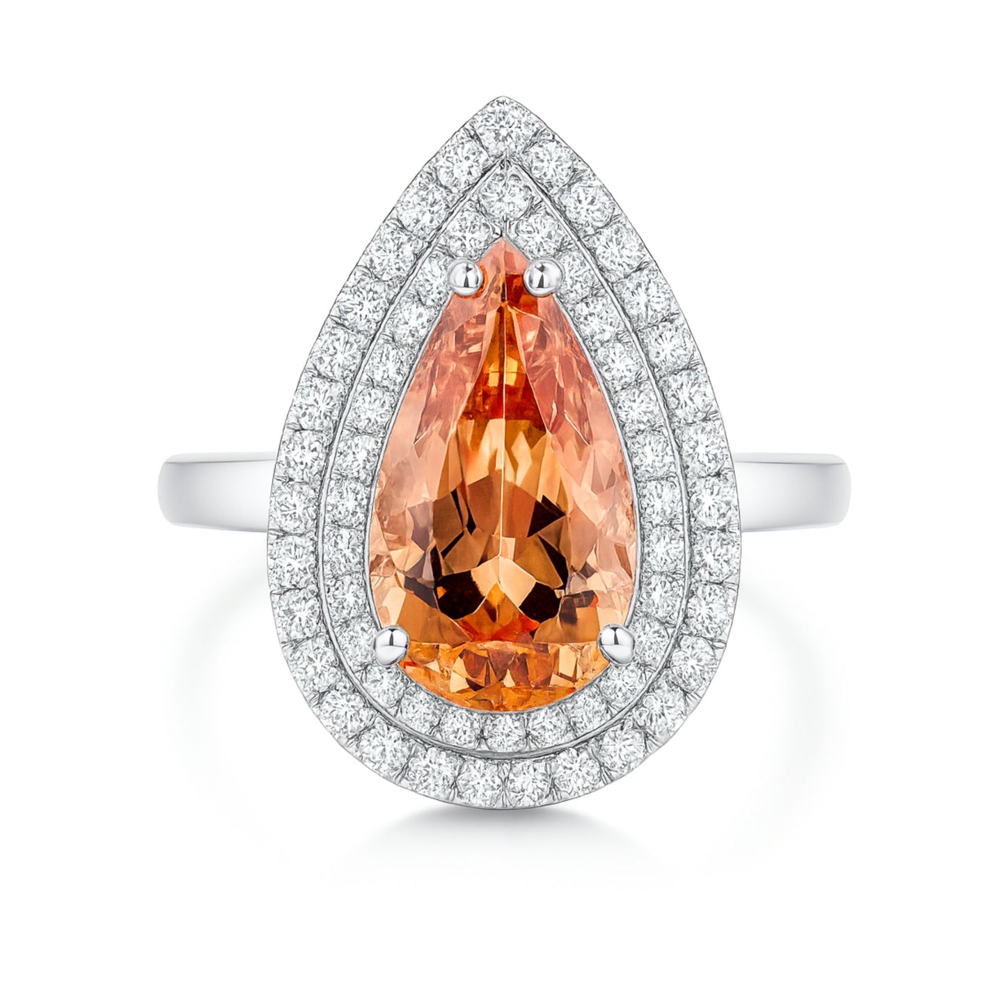 14K 2.65ct Pear Shape Imperial Topaz 0.53cttw VS White Diamonds Ring