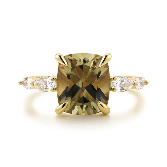 14K 2.89ct Cushion Color Change Diaspore 0.47cttw White Diamonds Ring