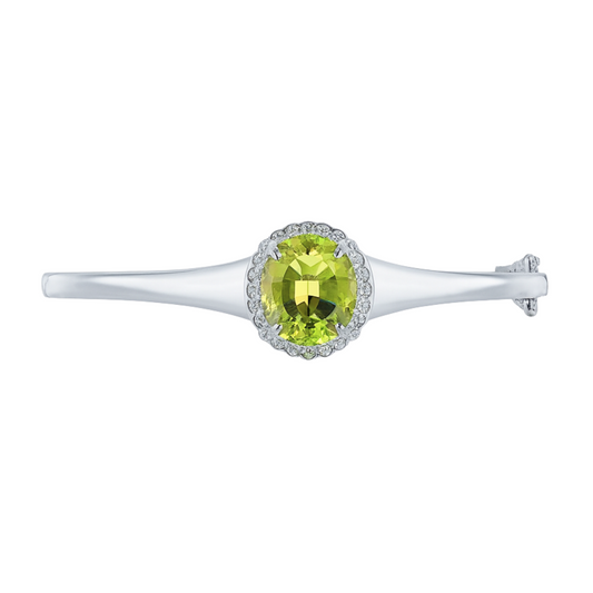 14K 5.16ct Oval Green Paraiba 0.34cttw VS White Diamonds Bangle