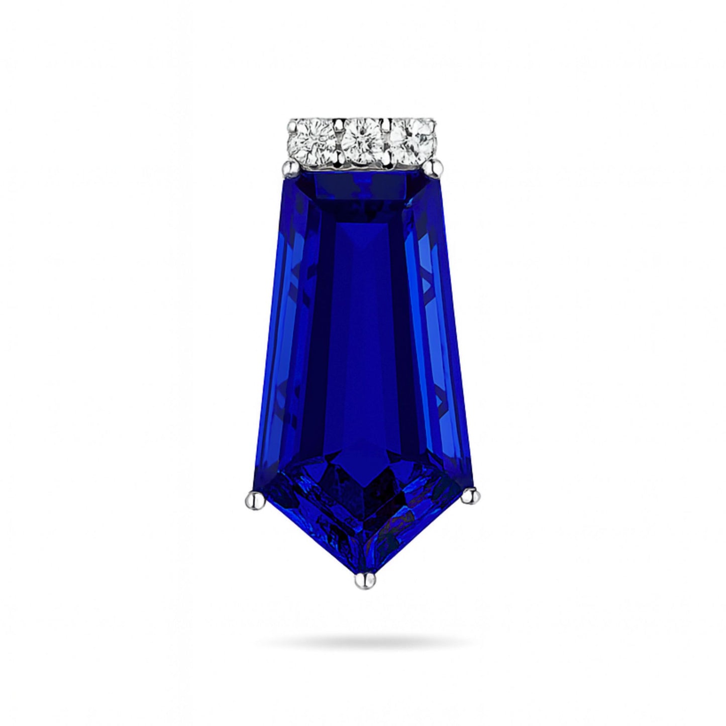 14K 6.76cttw Fancy Cut Blue Wing Tanzanite 0.06cttw White Diamonds Pendant