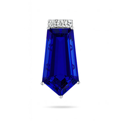 14K 6.76cttw Fancy Cut Blue Wing Tanzanite 0.06cttw White Diamonds Pendant