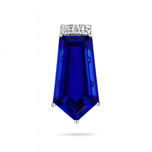14K 6.76cttw Fancy Cut Blue Wing Tanzanite 0.06cttw White Diamonds Pendant