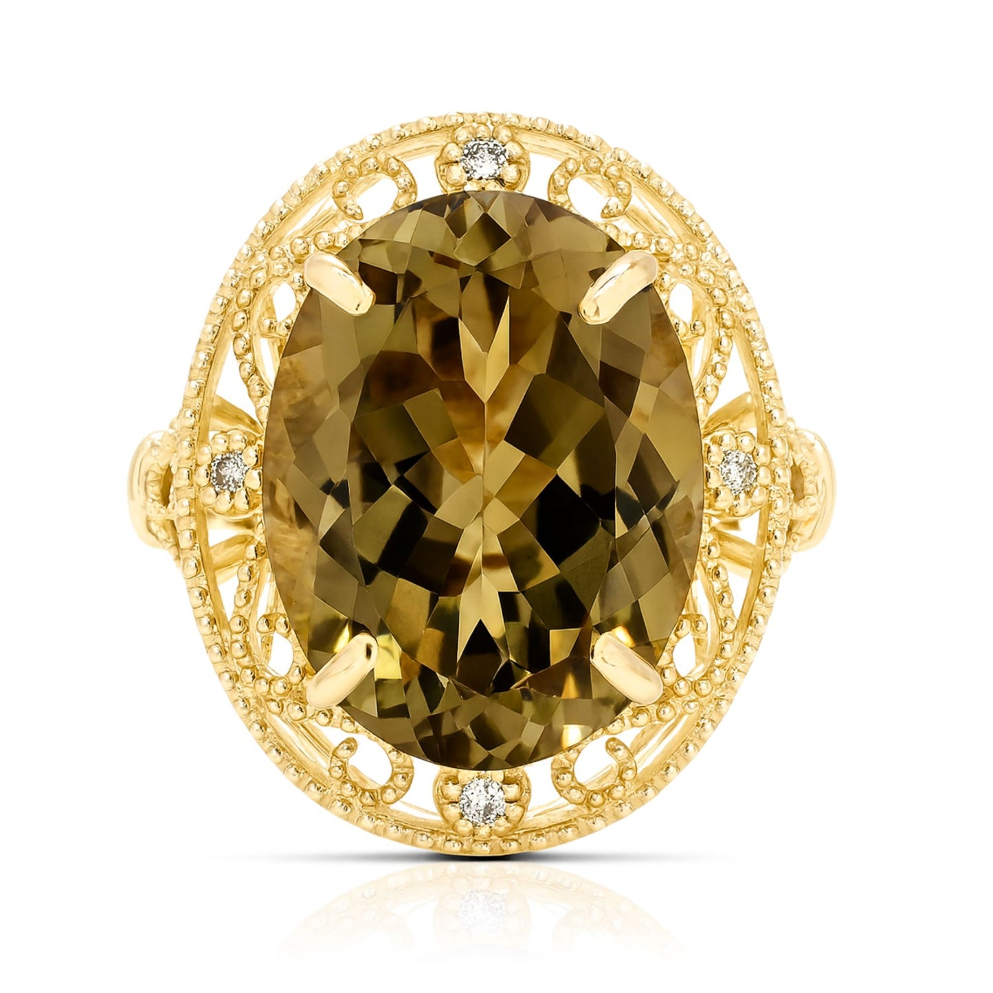 14K 9.71ct Oval Color Change Diaspore 0.06cttw VS White Diamonds Ring