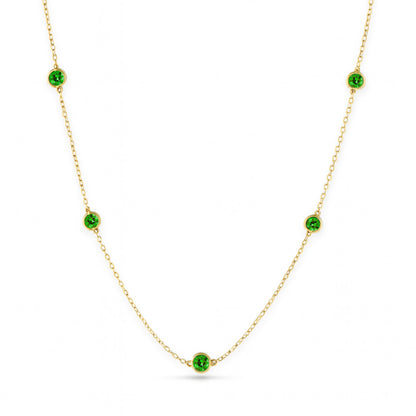 14K 0.88cttw Round Colombian Emerald Station Necklace