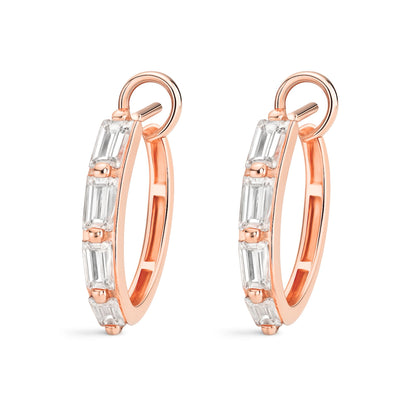 14K 0.52cttw Baguette VS White Diamond Hoop Earrings