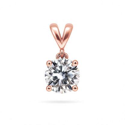 14K 0.80ct Round VS White Diamond Solitaire Pendant