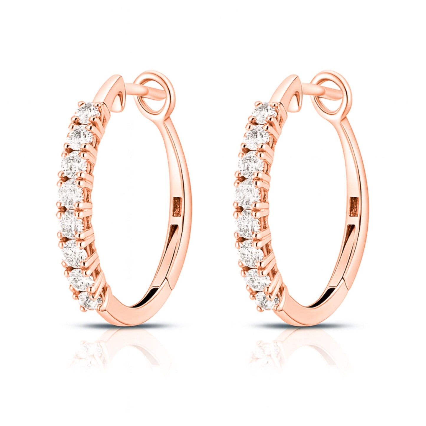 14K 1.04cttw Round VS White Diamond Hoop Earrings